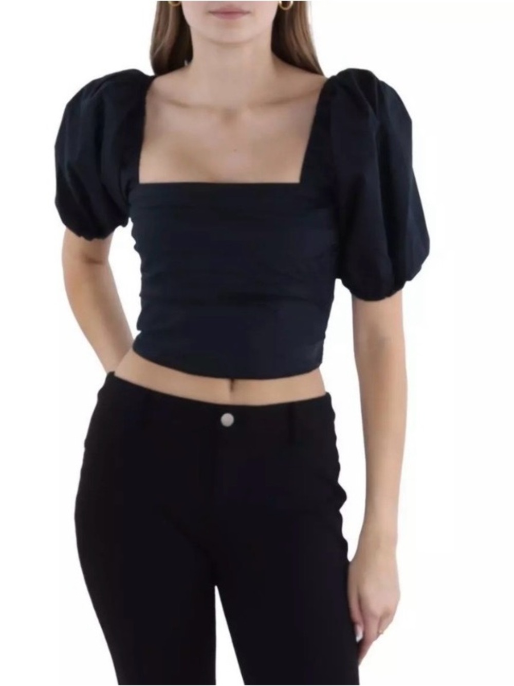 Abercrombie & Fitch Puff Sleeve Smock Back Blouse